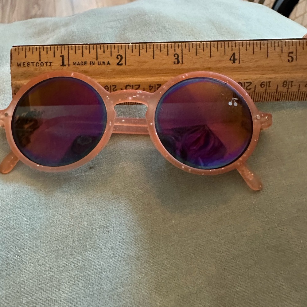 Bonpoint Pink Round Kids Sunglasses with Purple Mirrored Lenses